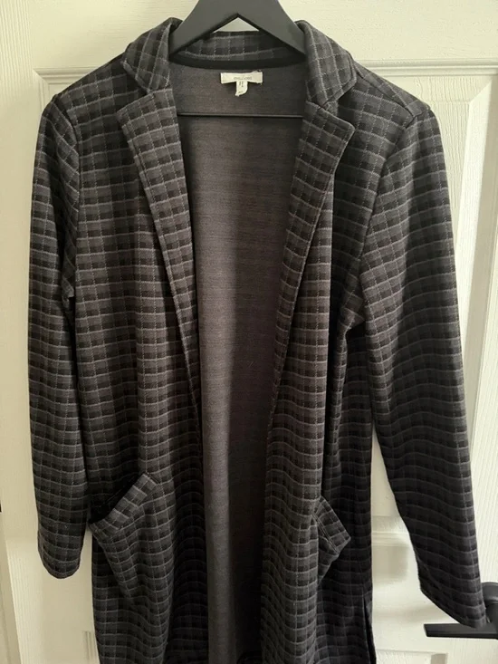 Maurices Black and Gray Plaid Open Front Blazer - Picture 3 of 10